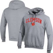 Champion Men's Champion  Heather Gray Clemson Tigers Arched Logo Fleece Pullover Hoodie