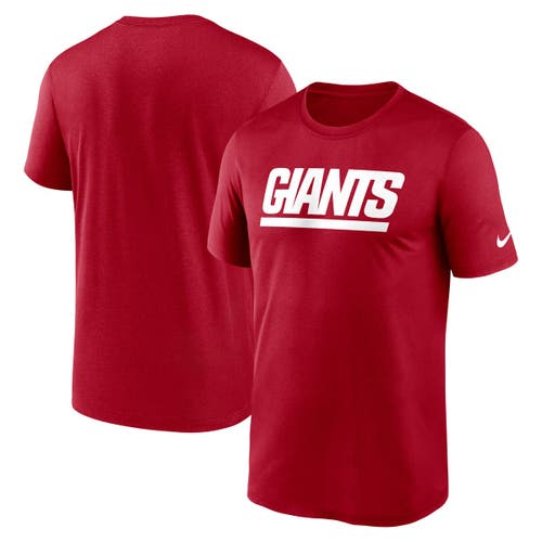 Nike Red New York Giants Primetime Legend Wordmark Performance T-shirt In Red