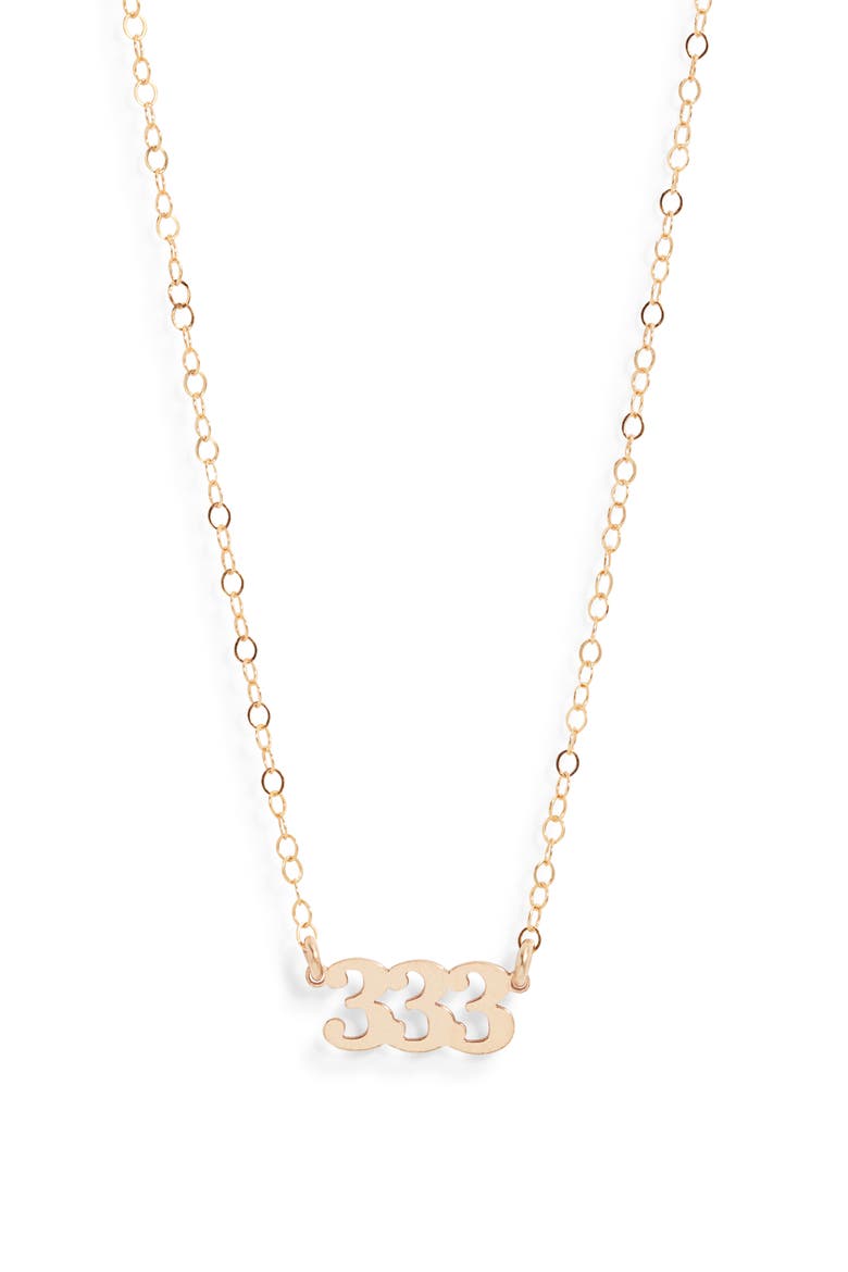 Angel Number Pendant Necklace, Main, color, GOLD / 333