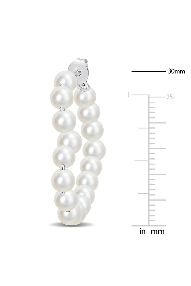 Sterling Silver 4.5–5mm Cultured Freshwater Pearl Hoop Earrings, Alternate, color, WHITE