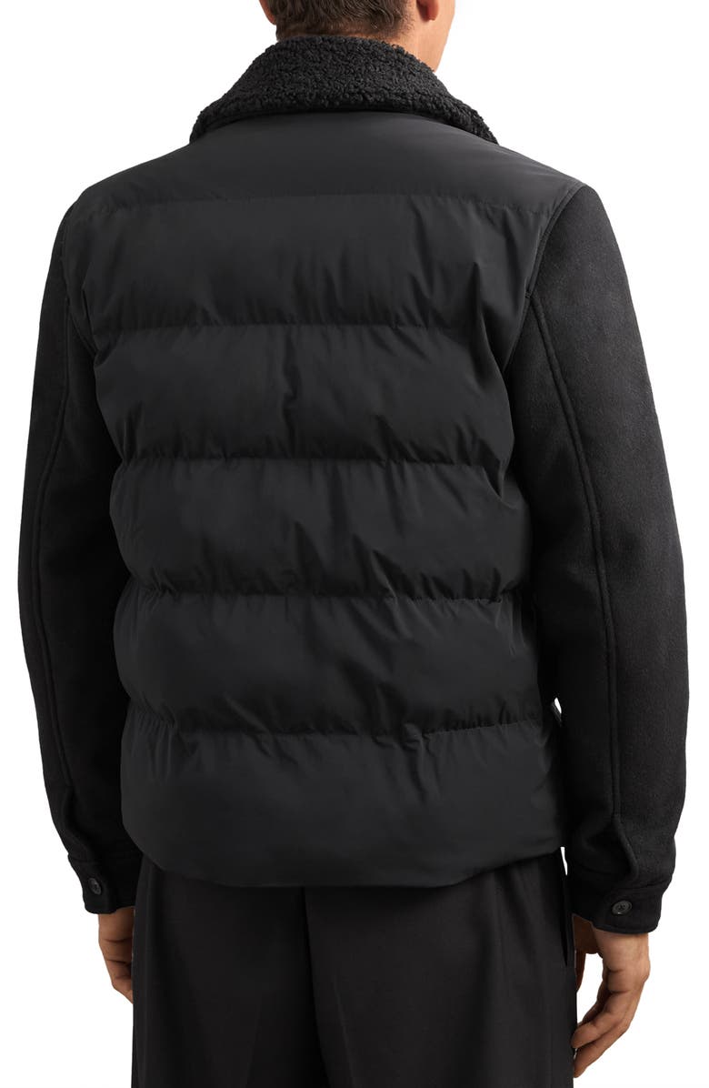 Reiss Maximus Mixed Media Quilted Puffer Jacket, Alternate, color, Black