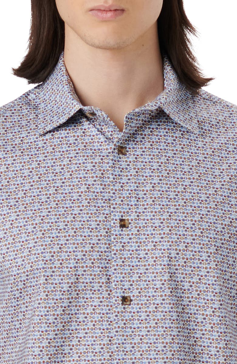 Bugatchi Men's OoohCotton<sup>®</sup> Geo Print Short Sleeve Button-Up Shirt, Alternate, color,