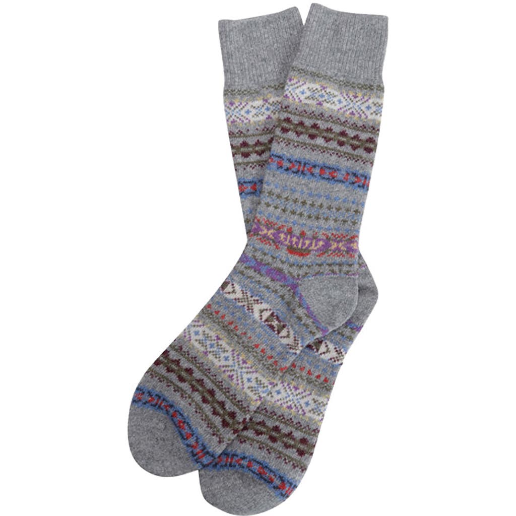Barbour Boyd Fair Isle Wool Blend Socks In Gray