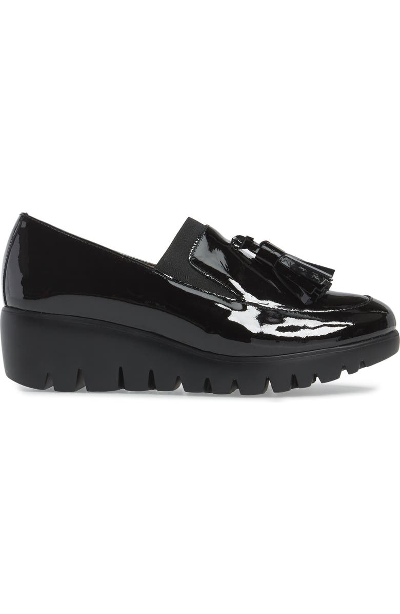 Wonders Talla Loafer Wedge, Alternate, color, Black Patent Leather