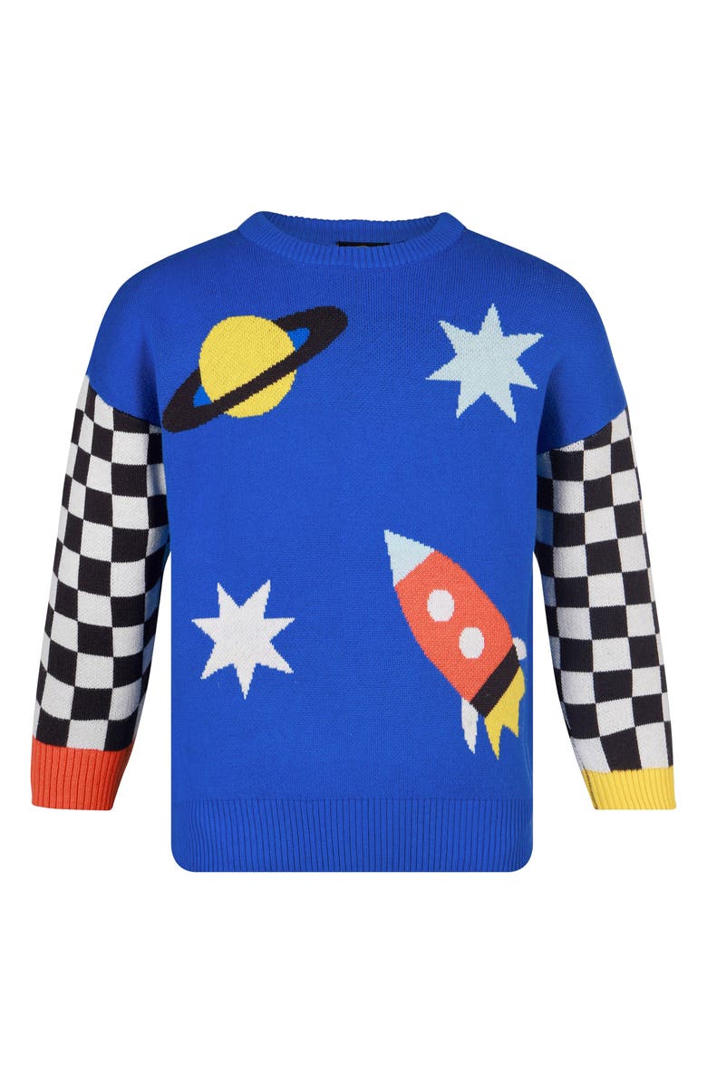 Rock Your Kid Kids
 Space Race Cotton Crewneck Sweater, Alternate, color, Space Race
