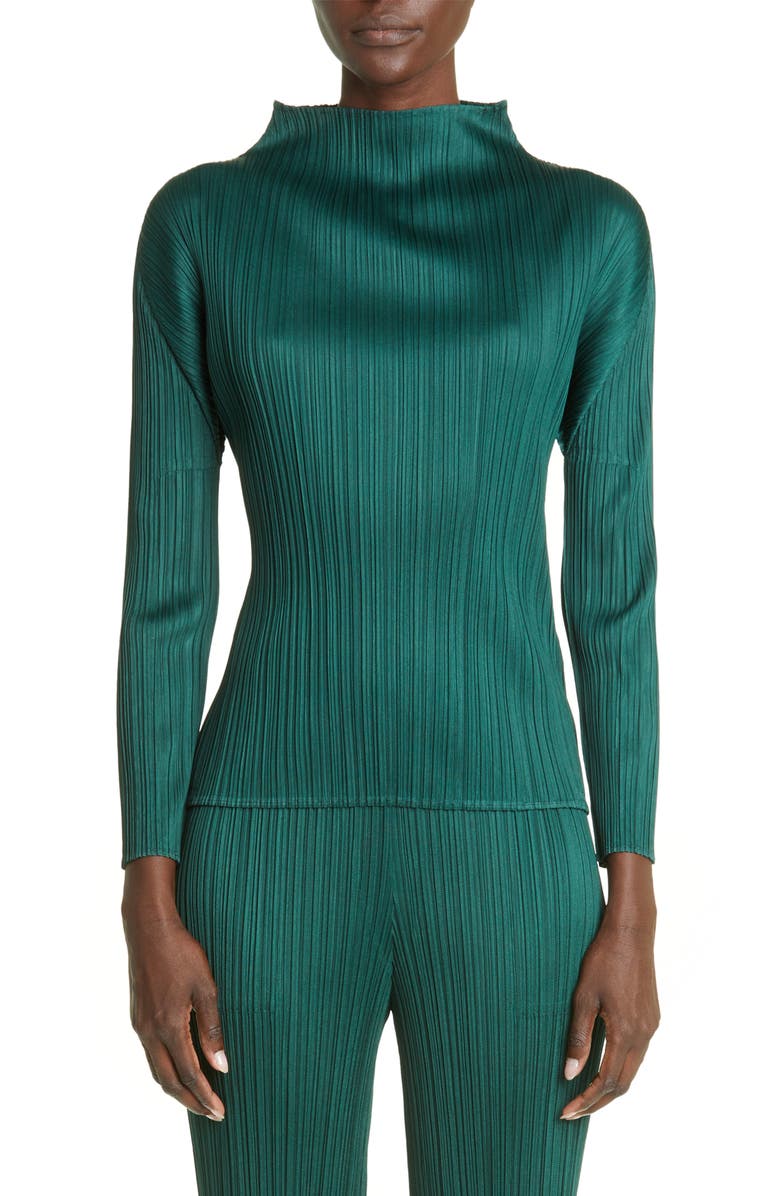Pleats Please Issey Miyake New Colorful Basics 3 Pleated Funnel Neck Top, Main, color, 