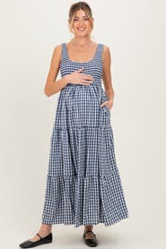 PinkBlush Gingham Sleeveless Tiered Maxi Dress