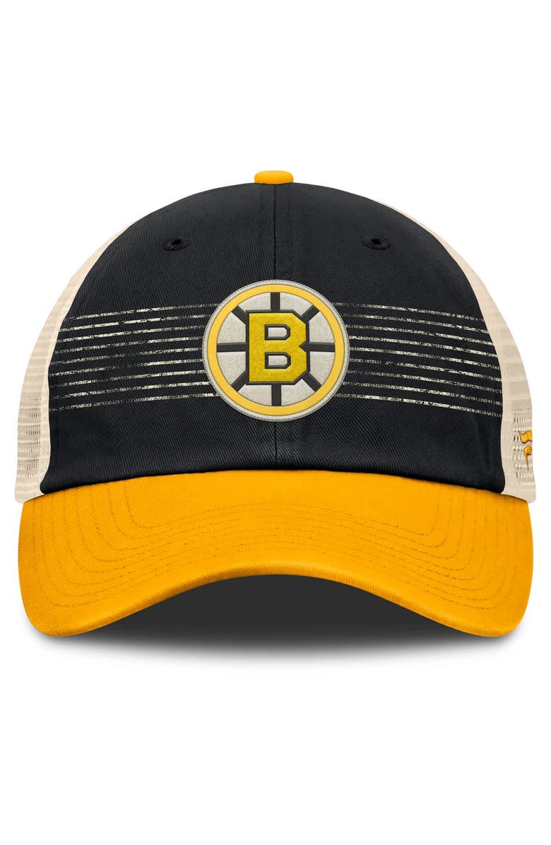 FANATICS Men's Fanatics Black/Gold Boston Bruins Heritage Breakaway Trucker Adjustable Hat, Alternate, color, 