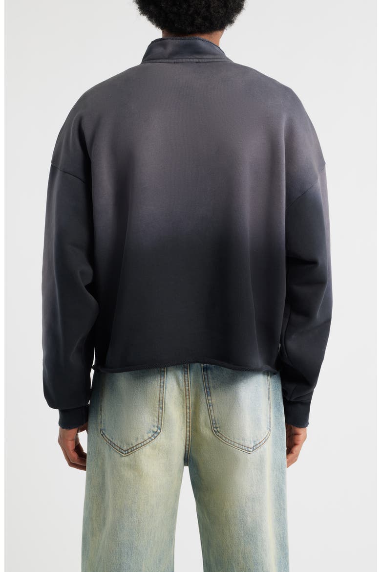 Oversize Raw Edge Quarter Zip Pullover, Alternate, color, BLACK