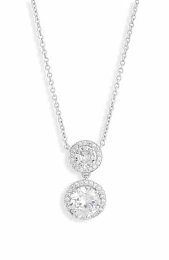 Cubic Zirconia Halo Pendant Necklace