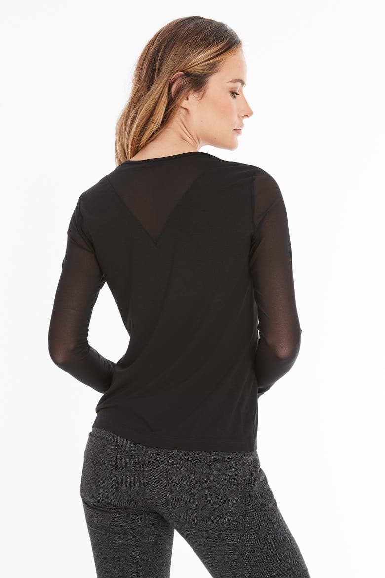 Kim Mesh-Sleeve Top in Pima Modal, Alternate, color, Black