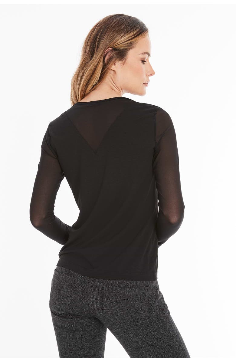 Anatomie Kim Mesh-Sleeve Top in Pima Modal, Alternate, color, Black