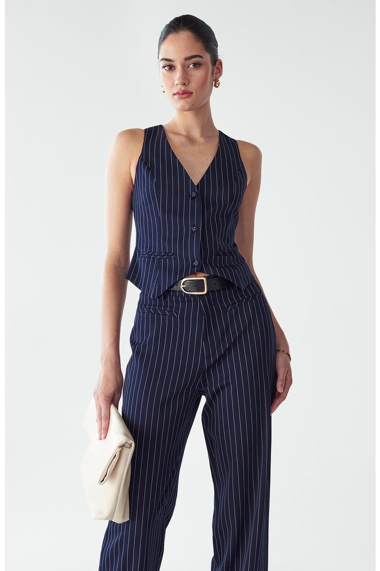 Katherine Top, Alternate, color, Navy Pinstripe