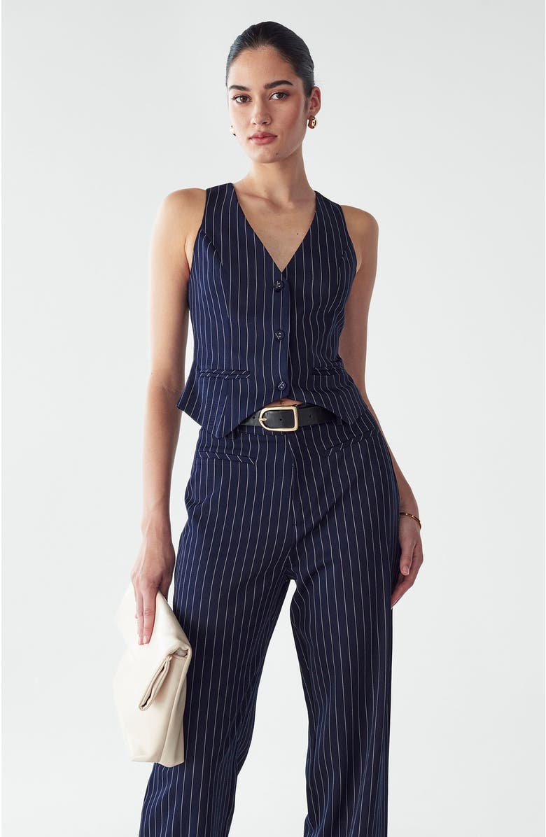 WILLA Katherine Top, Alternate, color, Navy Pinstripe