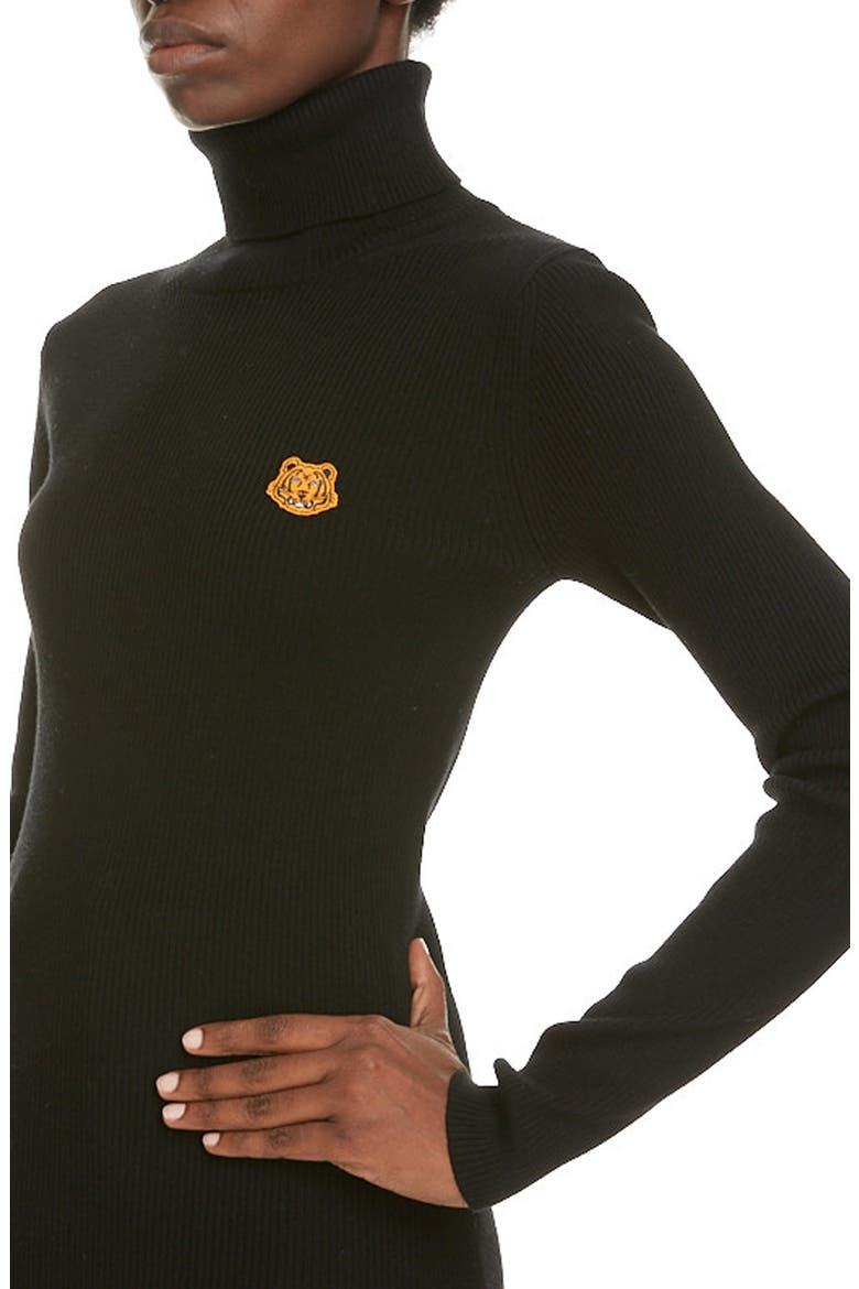 Tiger Crest Rib Merino Wool Turtleneck Sweater, Alternate, color, BLACK