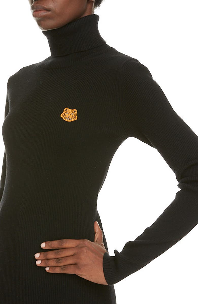 KENZO Tiger Crest Rib Merino Wool Turtleneck Sweater, Alternate, color, 