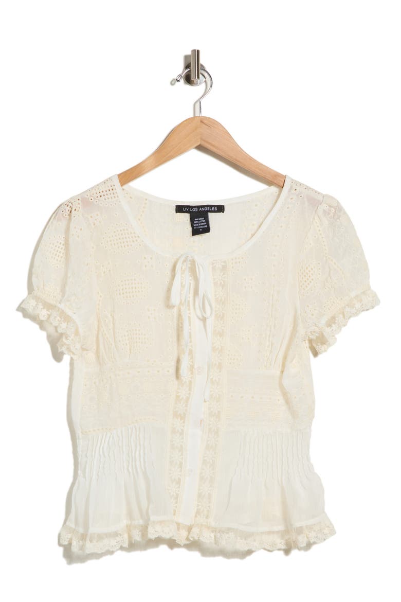 Victorian Eyelet Cotton Top, Main, color, NATURAL