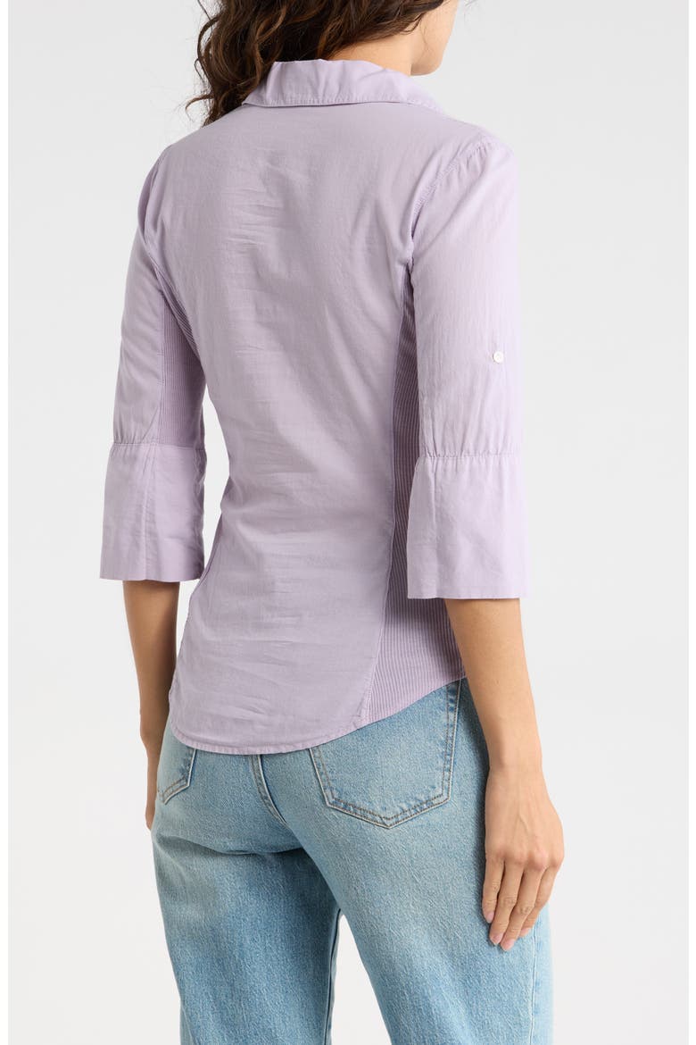 Three-Quarter Sleeve Button-Up Shirt, Alternate, color, PARFAIT