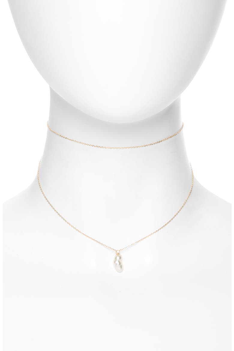 Sea of Beauty Diamond & Keshi Pearl Multistrand Choker, Main, color, YELLOW GOLD/ WHITE PEARL