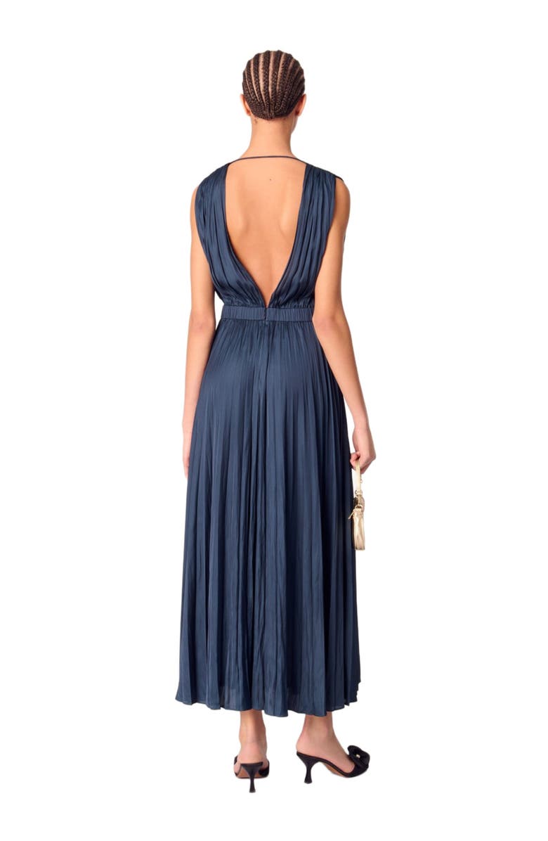 maje Pleated maxi dress, Alternate, color, Navy