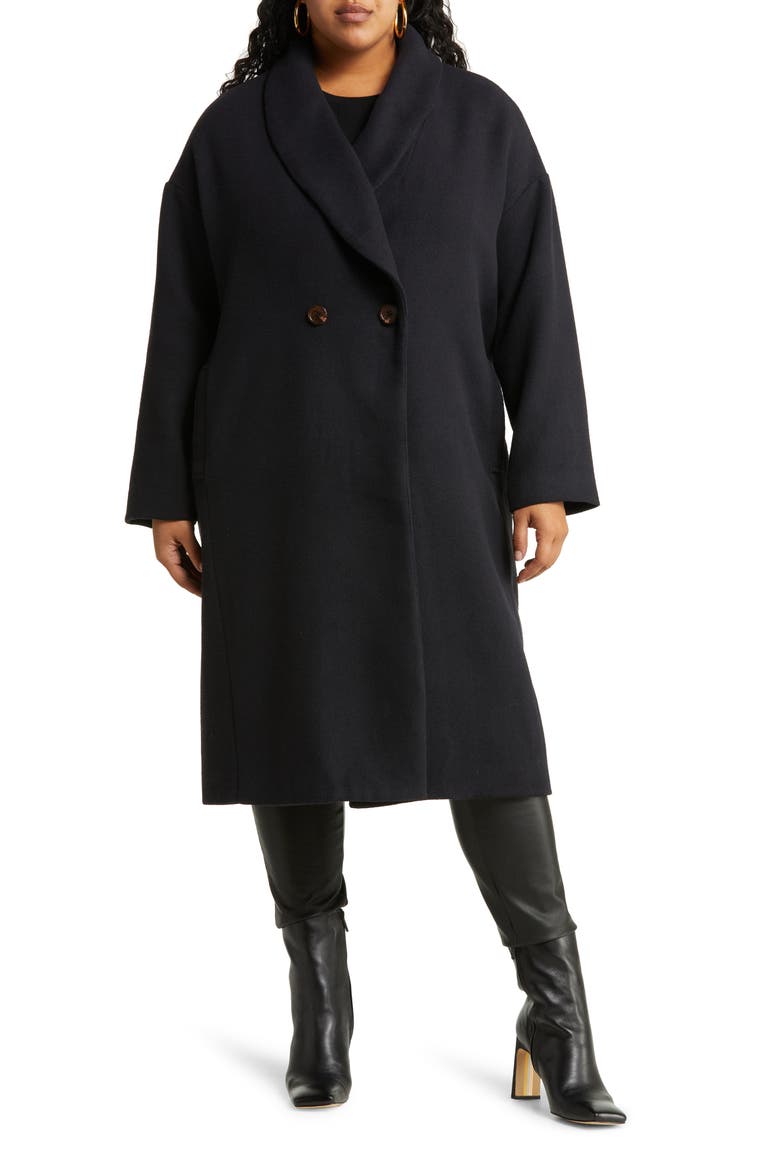 Double Breasted Long Coat, Alternate, color, NAVY PEACOAT