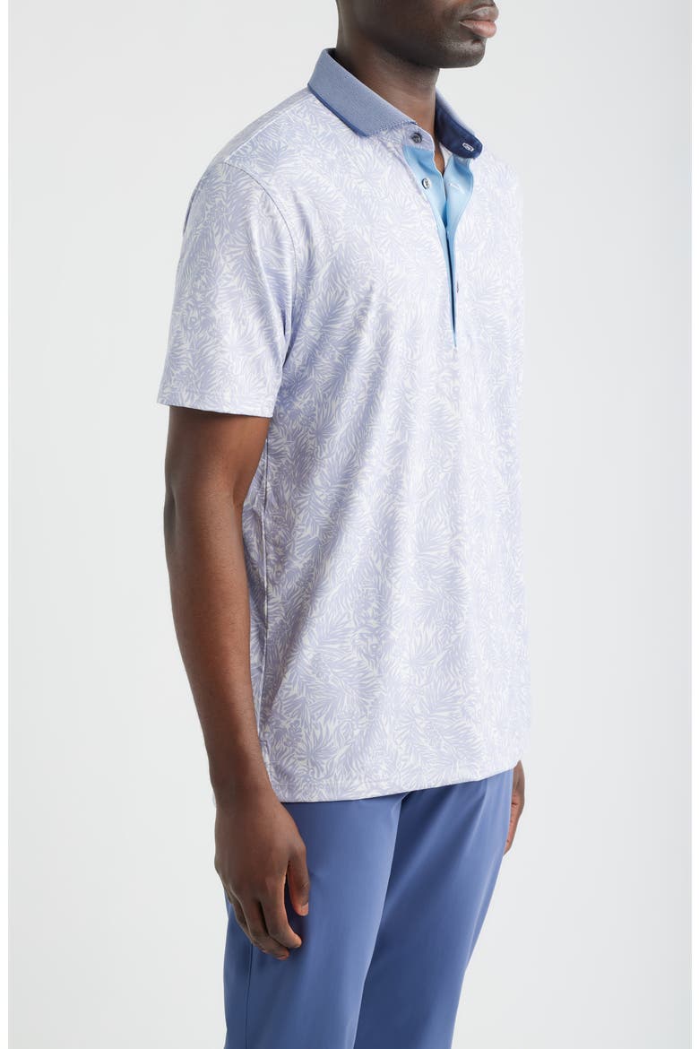 Island Hunt Leaf Print Performance Golf Polo, Alternate, color, JELLYFISH