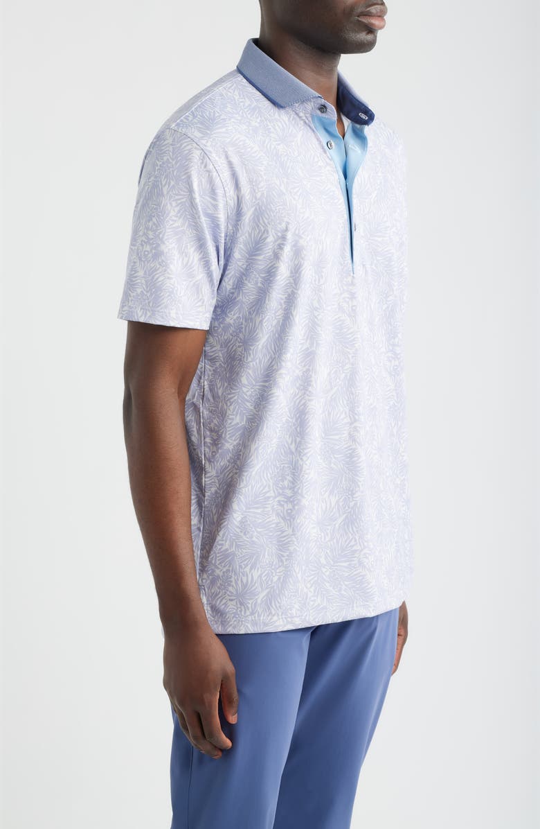 Greyson Island Hunt Leaf Print Performance Golf Polo, Alternate, color, Jellyfish