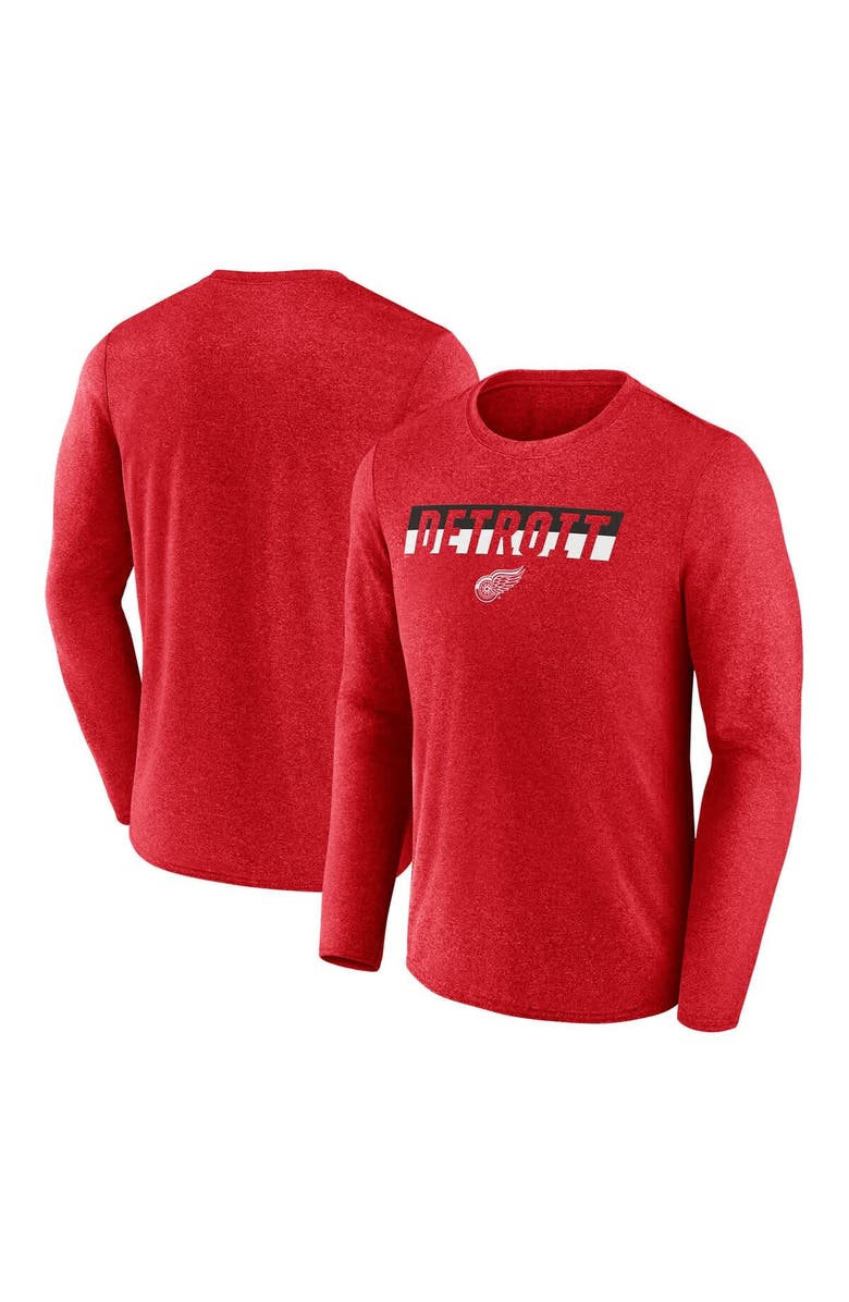 FANATICS Men's Fanatics Heather Red Detroit Red Wings Transition Long Sleeve T-Shirt, Main, color, Heather Red