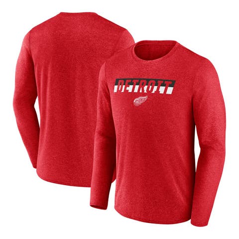 Men's Fanatics Heather Red Detroit Red Wings Transition Long Sleeve T-Shirt