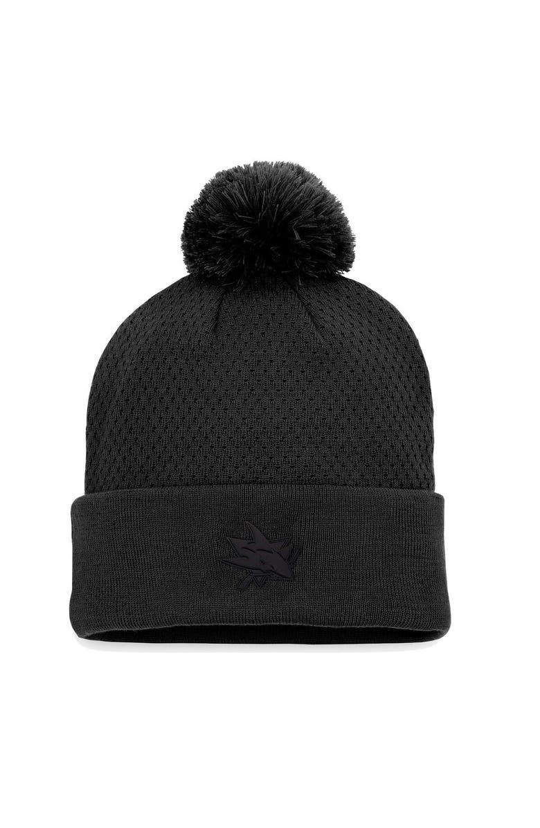 FANATICS Women's Fanatics Branded Black San Jose Sharks Authentic Pro Road Cuffed Knit Hat with Pom, Main, color, Black