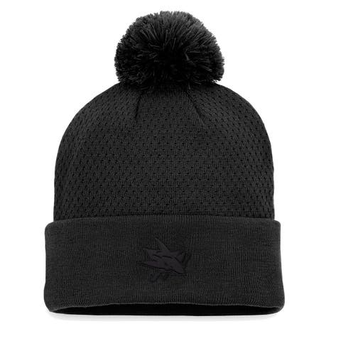 Women's Fanatics Branded Black San Jose Sharks Authentic Pro Road Cuffed Knit Hat with Pom