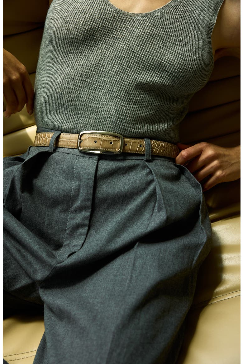 No. 19 Leather Belt, Alternate, color, ETOUPE CROC/ SILVER