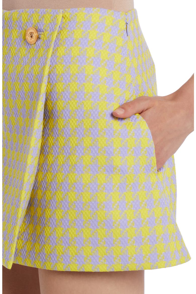Houndstooth Wool Tweed Faux Wrap Miniskirt, Alternate, color, ORCHID PINEAPPLE
