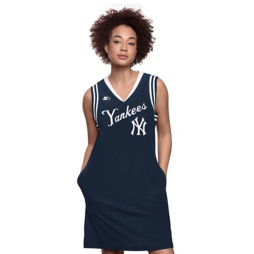 Starter Navy New York Yankees Fast Track Sneaker V-neck Dress