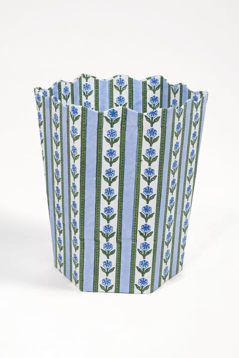 Cottage Garden Blockprint Scallop Waste Bin