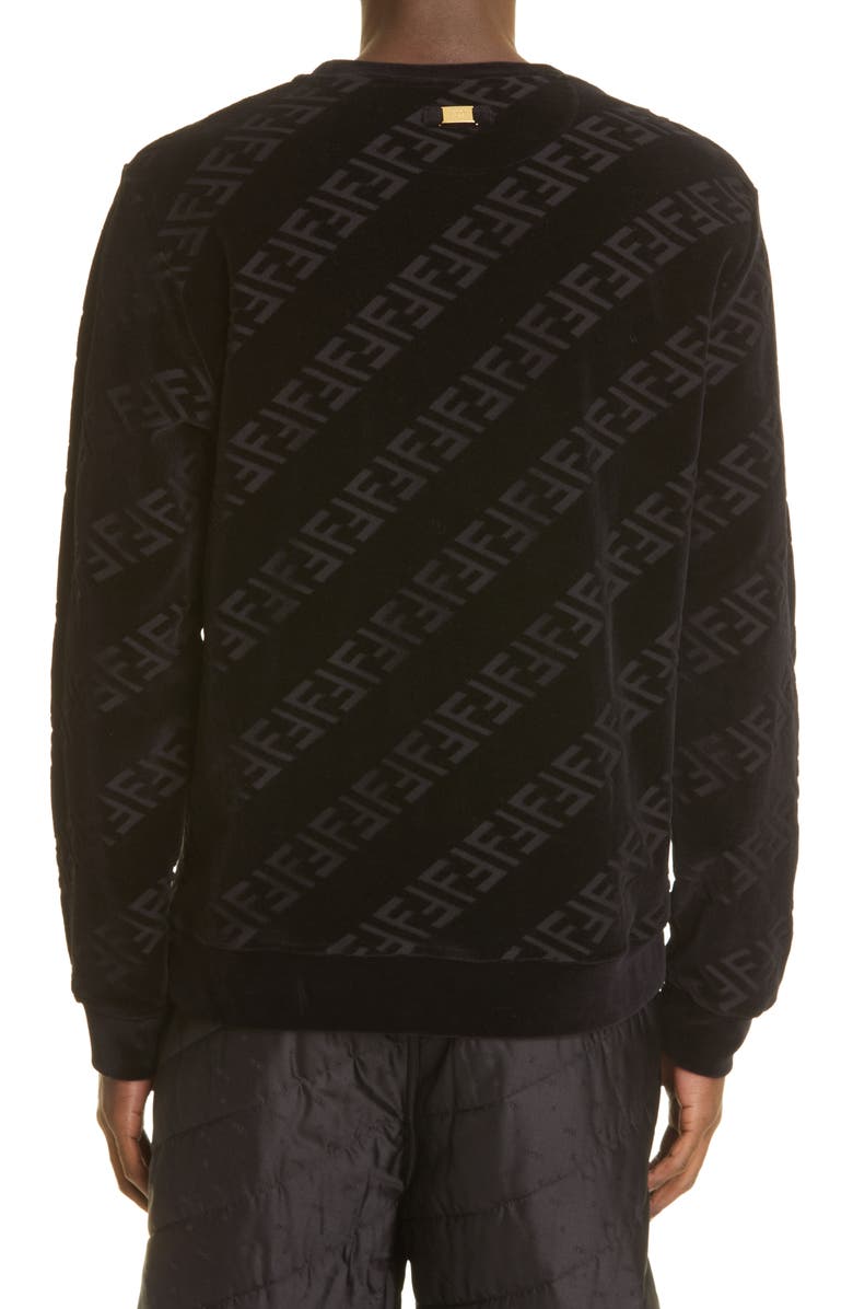Fendi FF Logo Velvet Sweatshirt, Alternate, color, 