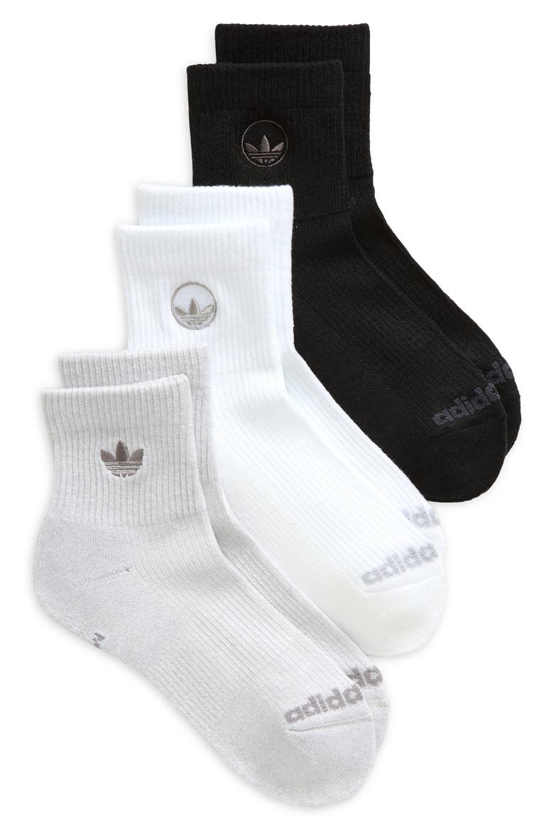 Gender Inclusive Assorted 3-Pack Quarter Socks, Main, color, WHITE/ CLEAR GREY/ BLACK