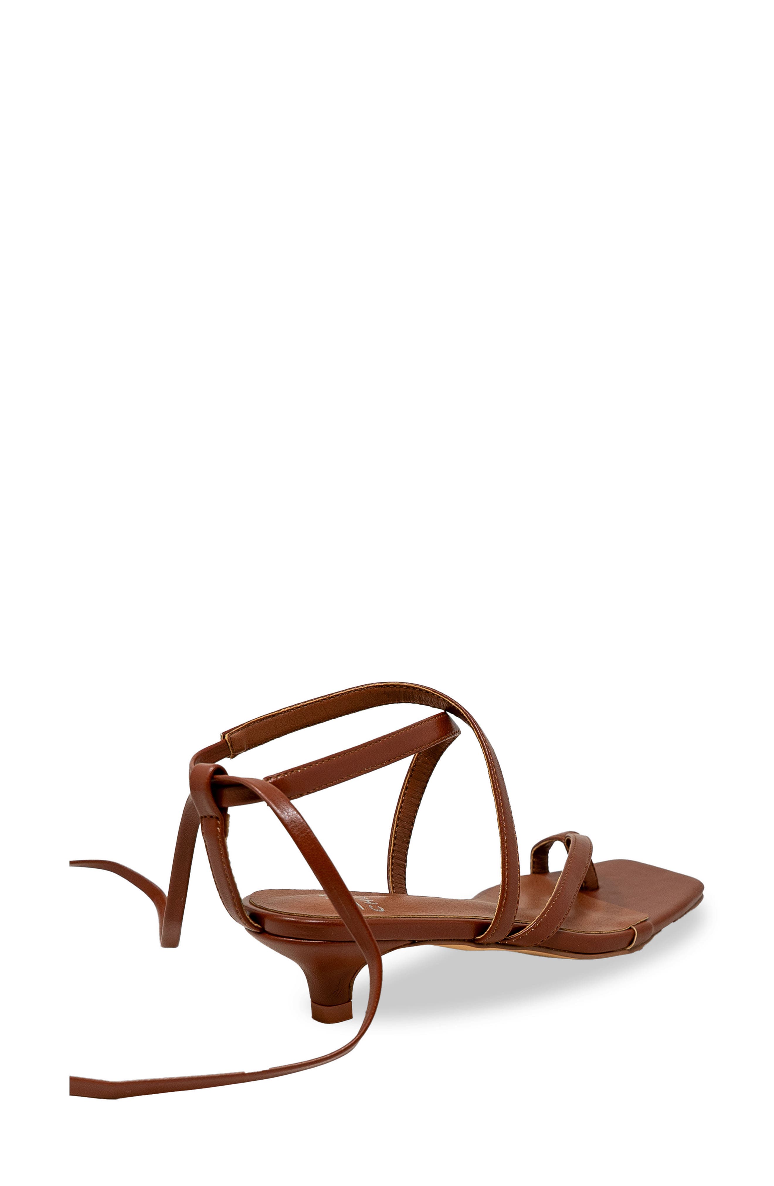 Lace-Up Kitten Heel Sandal, Alternate, color, BROWN PU