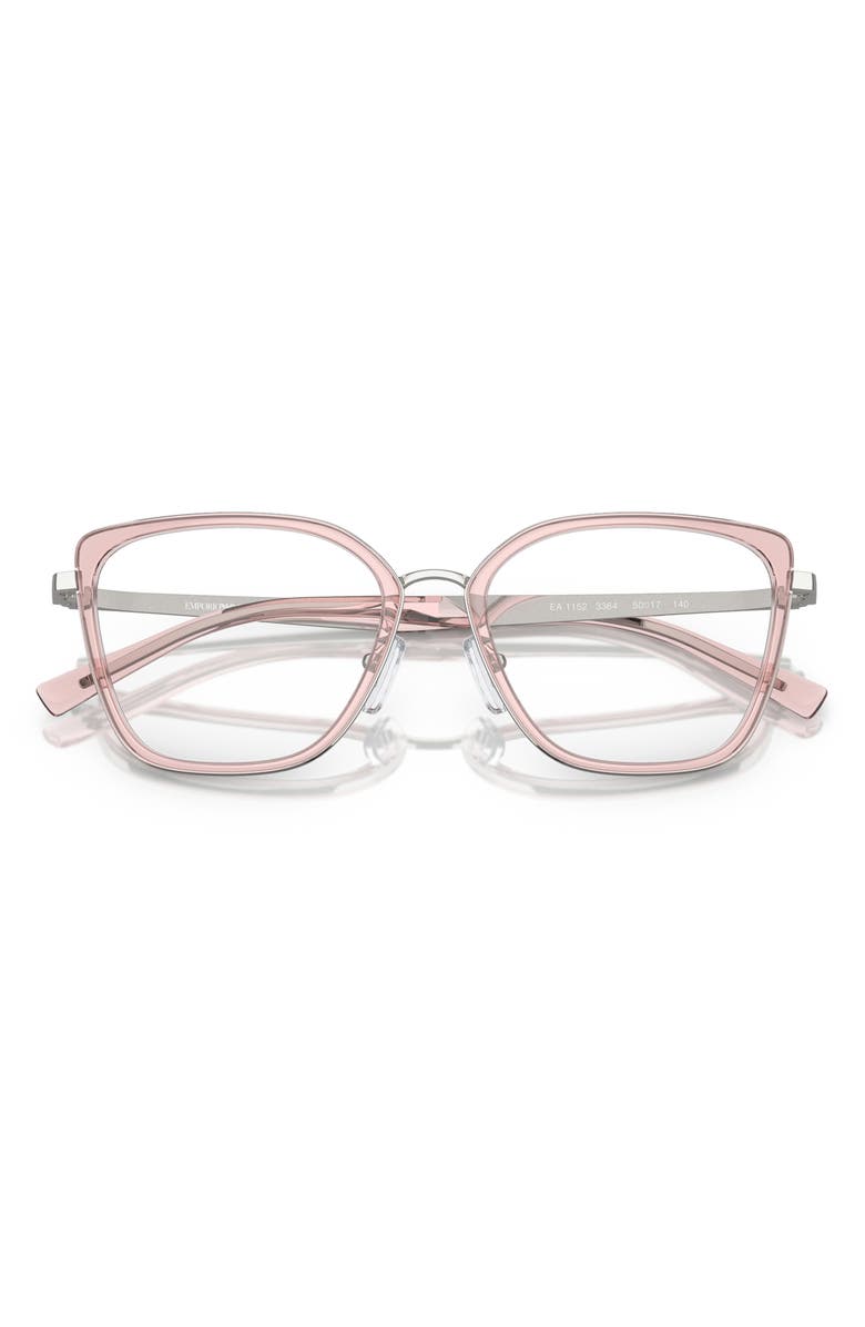 Emporio Armani 52mm Cat Eye Optical Glasses, Alternate, color, Silver / Pink / Demo Lens