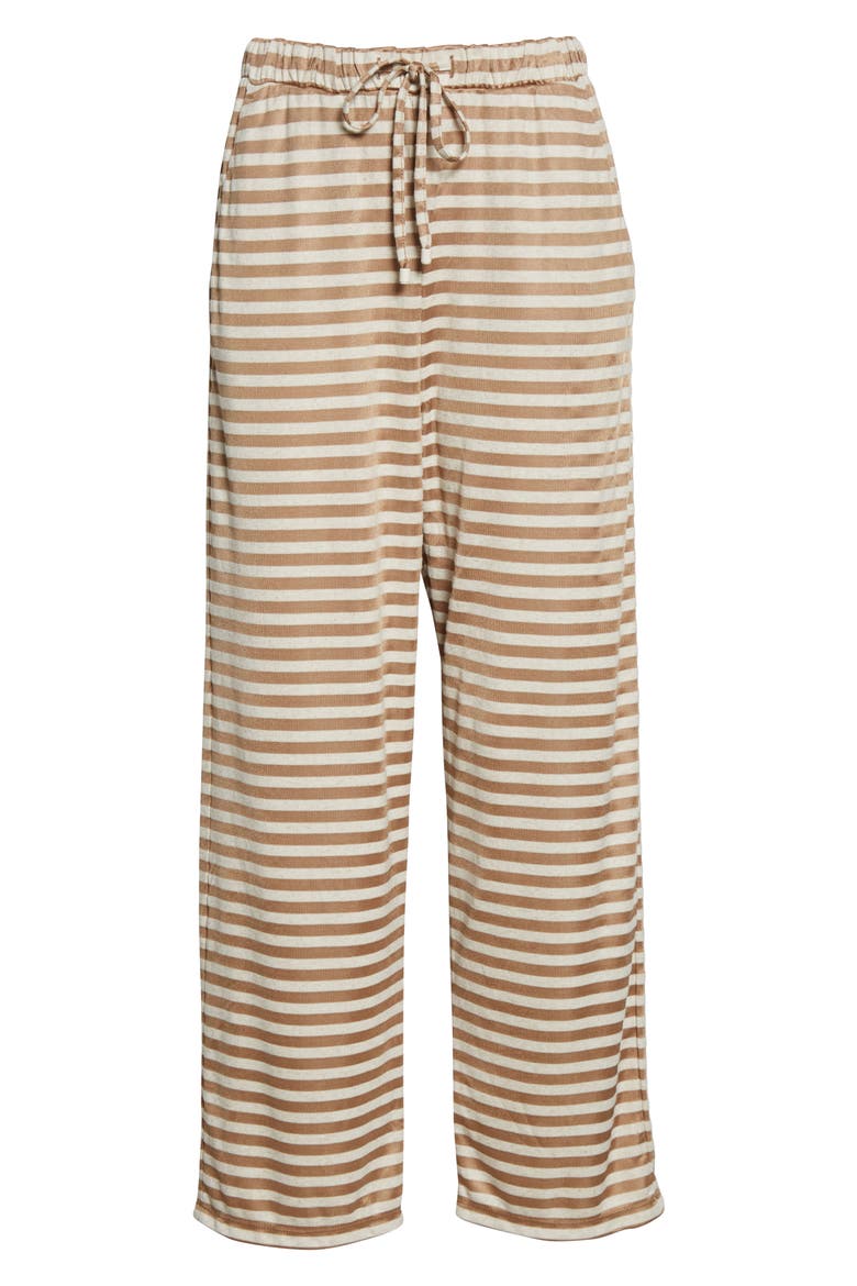 Stripe Tie Waist Jersey Trousers, Alternate, color, ECRU