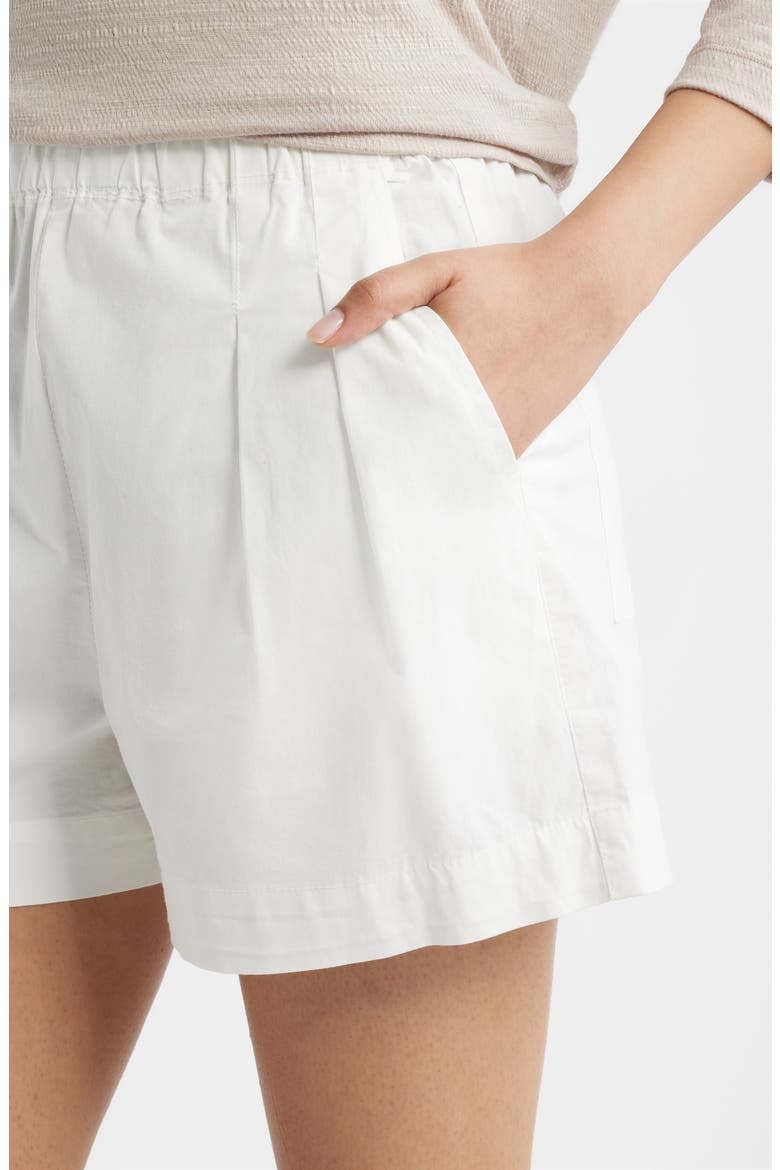 Pleated Stretch Cotton Shorts, Alternate, color, WHITE