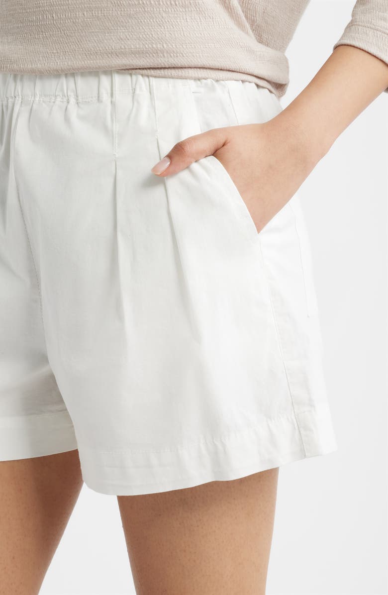 CITY BLUES Pleated Stretch Cotton Shorts, Alternate, color, White