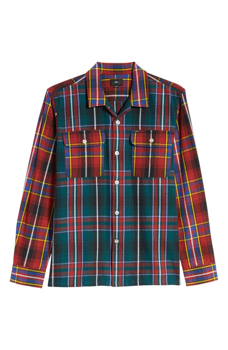 Obey Capitol Plaid Button-Up Flannel Shirt Jacket, Alternate, color, 
