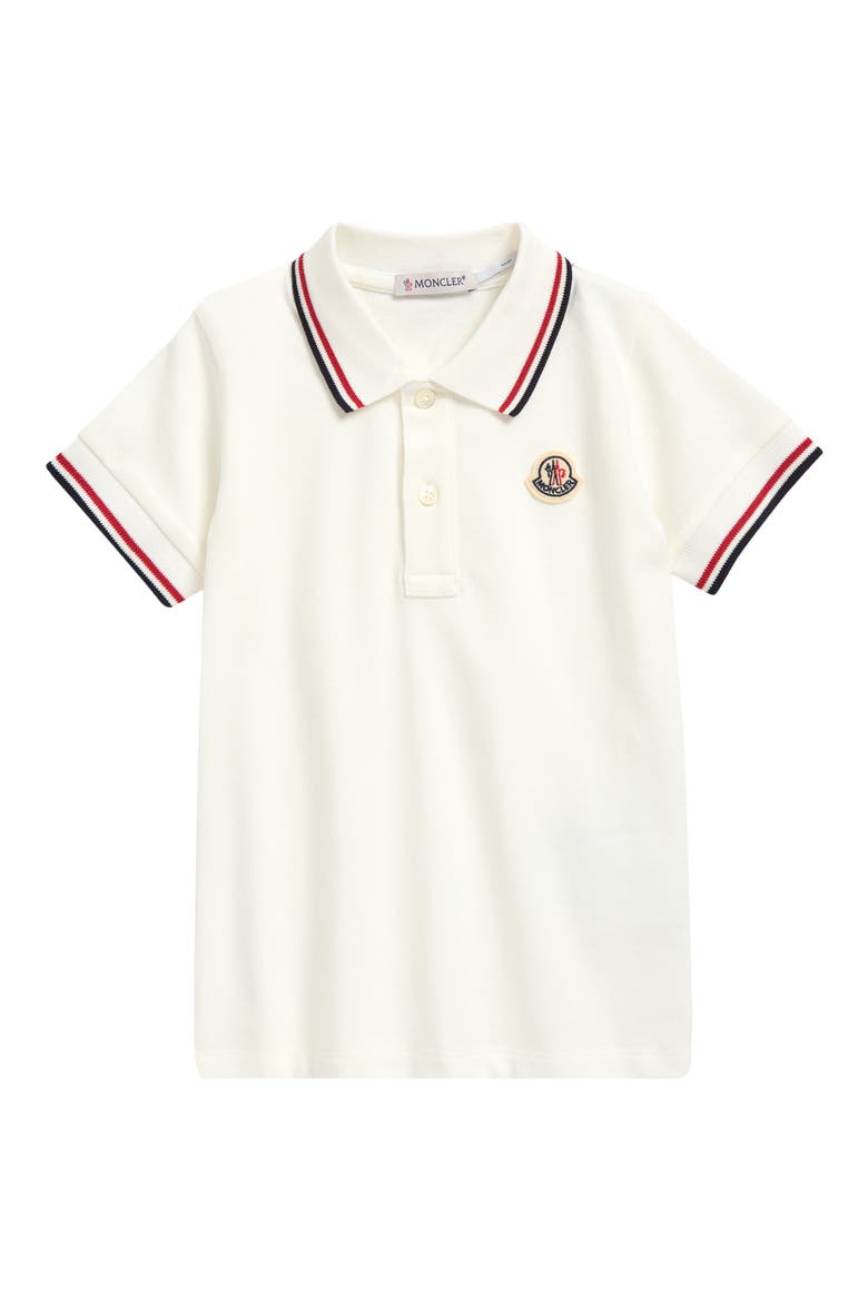 Kids' Tipped Stretch Cotton Piqué Polo, Main, color, WHITE