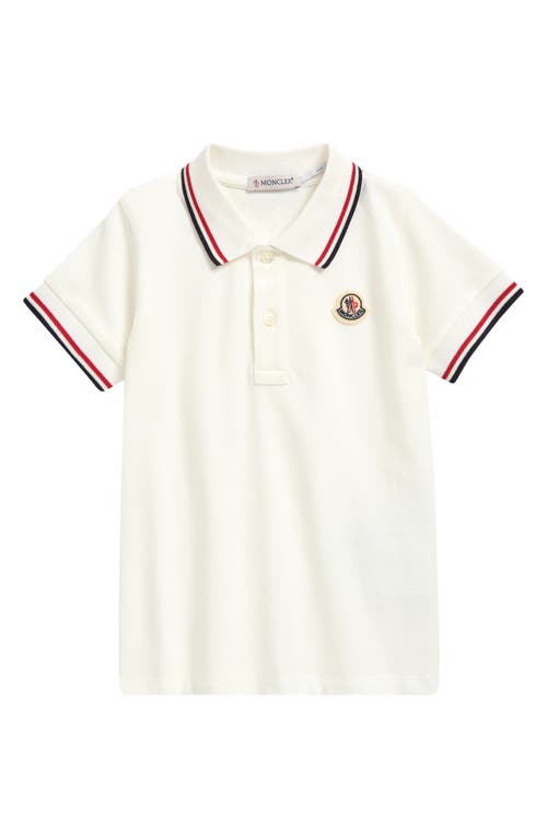 Moncler Kids' Tipped Stretch Cotton Piqué Polo In White