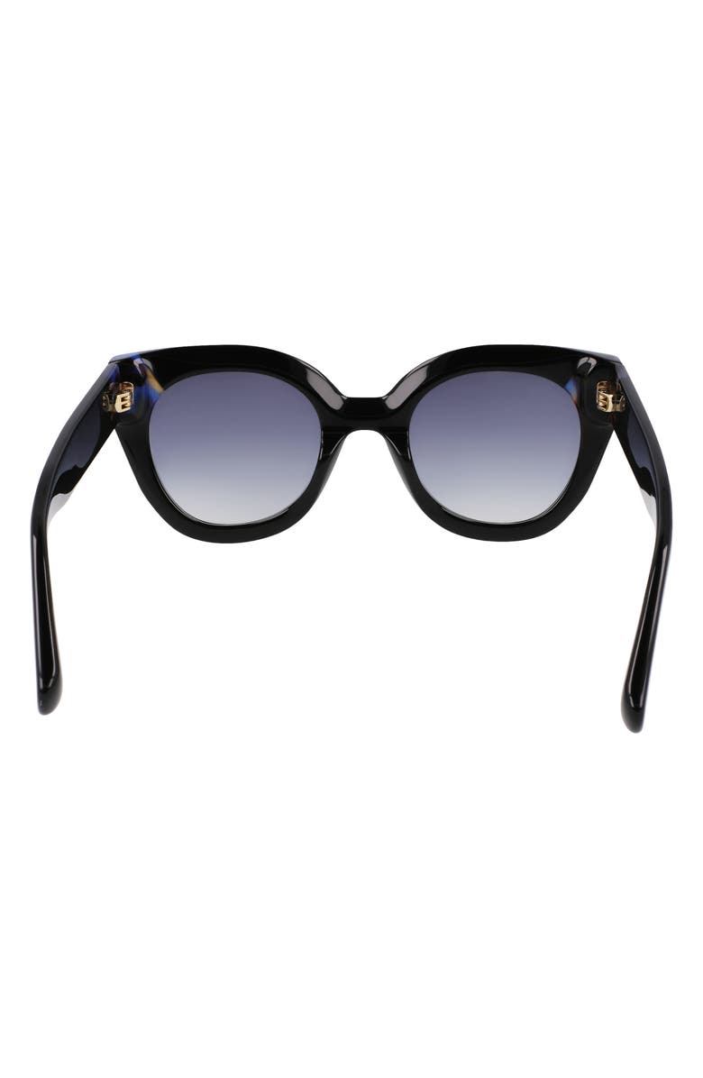Longchamp Heritage 49mm Small Round Sunglasses, Alternate, color, Black/ Blue Havana