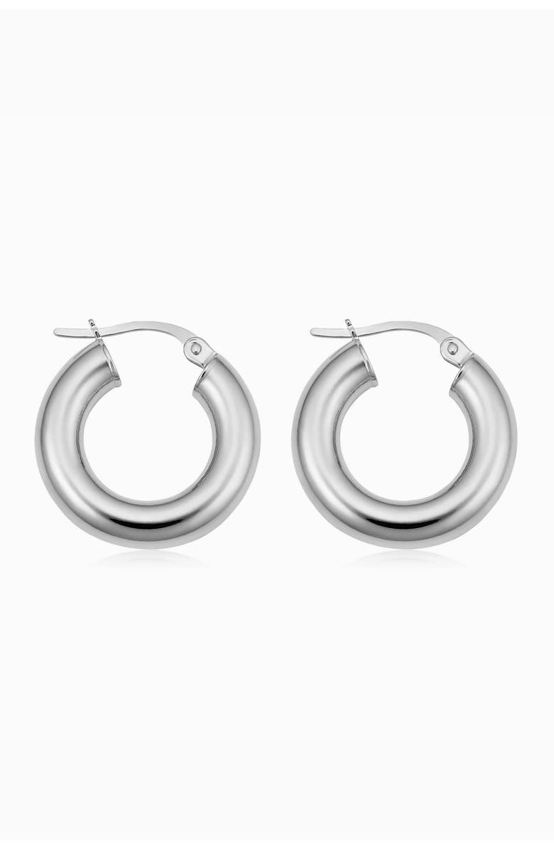 Oradina 14K Gold Everything Bold Midi Hoops, Alternate, color, White Gold