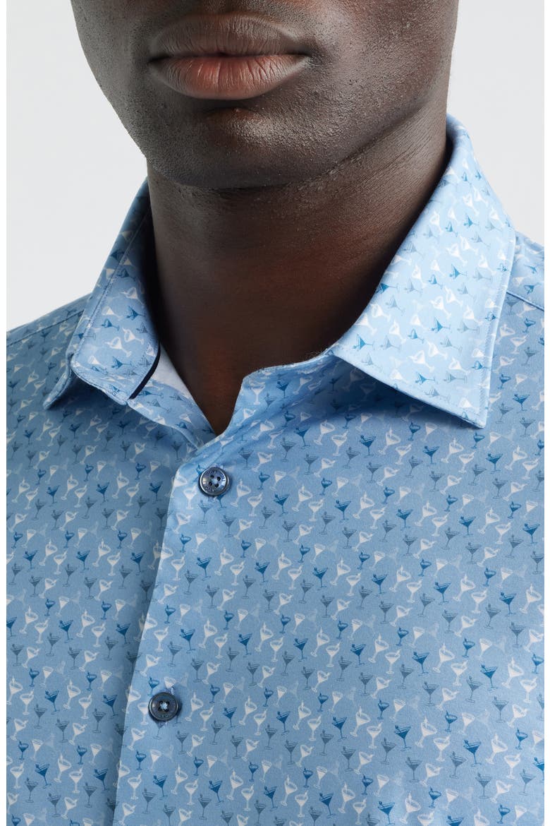 James OoohCotton® Martini Print Button-Up Shirt, Alternate, color, AIR BLUE