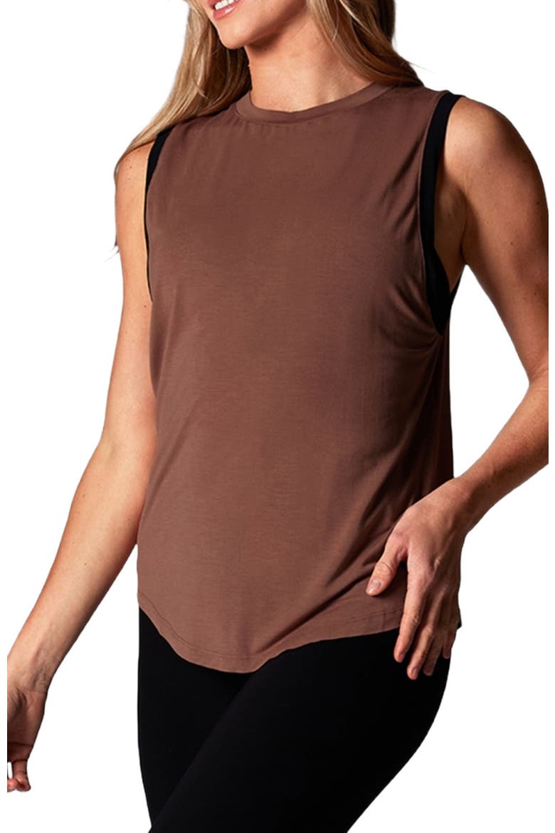 High Neck Muscle Tank, Main, color, CLOVE EBONY
