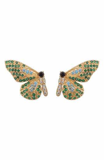 EYE CANDY LOS ANGELES Pave CZ Split Monarch Butterfly Drop Earrings